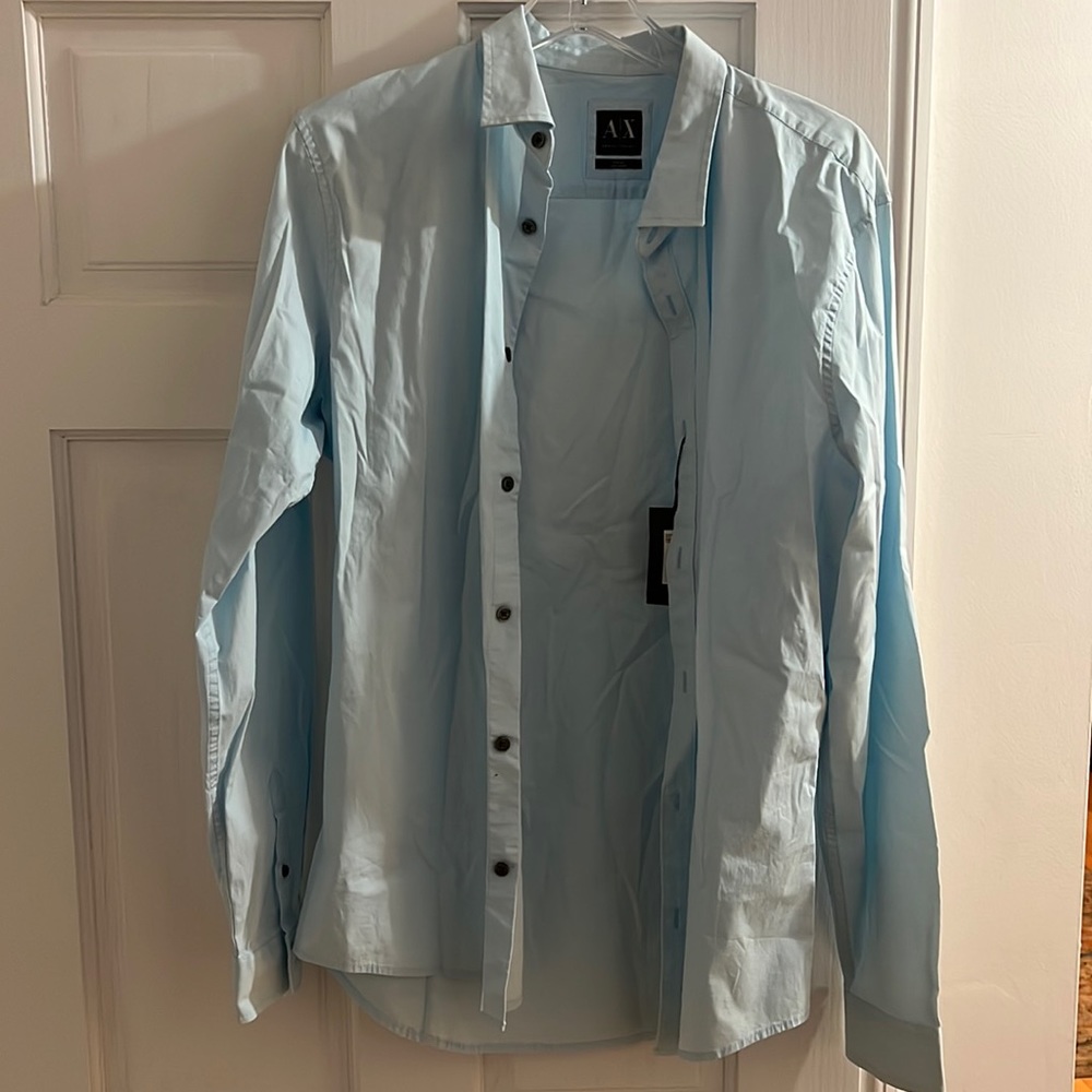 Mens size large, Armani Exchange casual/dress button down shirt.